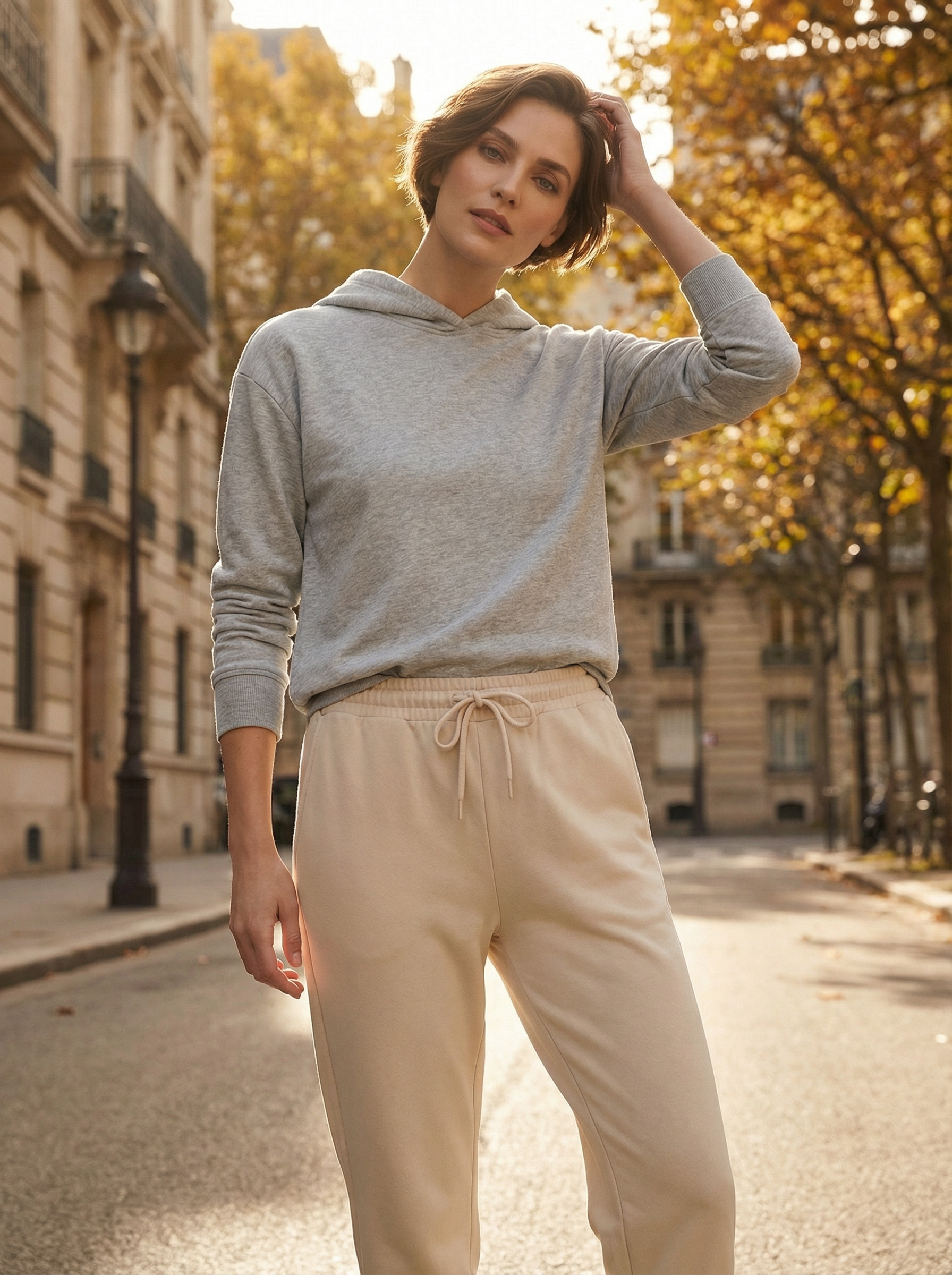 Joggers in Felpa Morbida con Coulisse e Polsini Caviglia