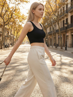 Brassière Sportiva Nera a Costine, Spalline Multiple Incrociate