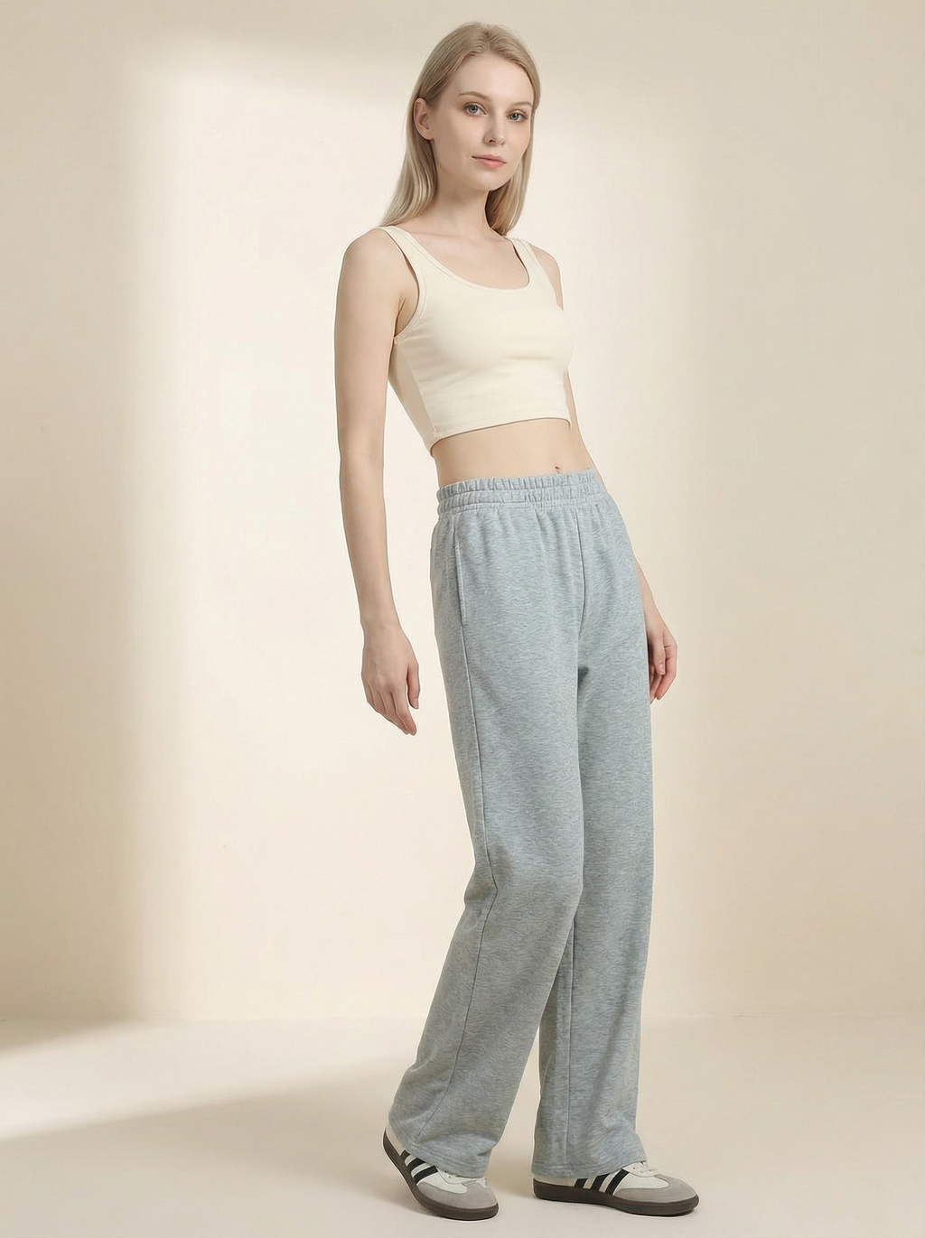 Pantaloni Tuta Donna Felpati Morbidi Gamba Larga con Coulisse