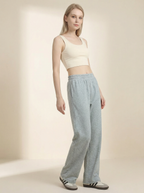 Pantaloni Tuta Donna Felpati Morbidi Gamba Larga con Coulisse