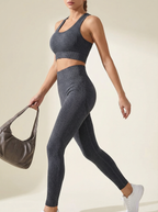Leggings Sportivi a Costine Vita Alta da Donna per Yoga e Fitness