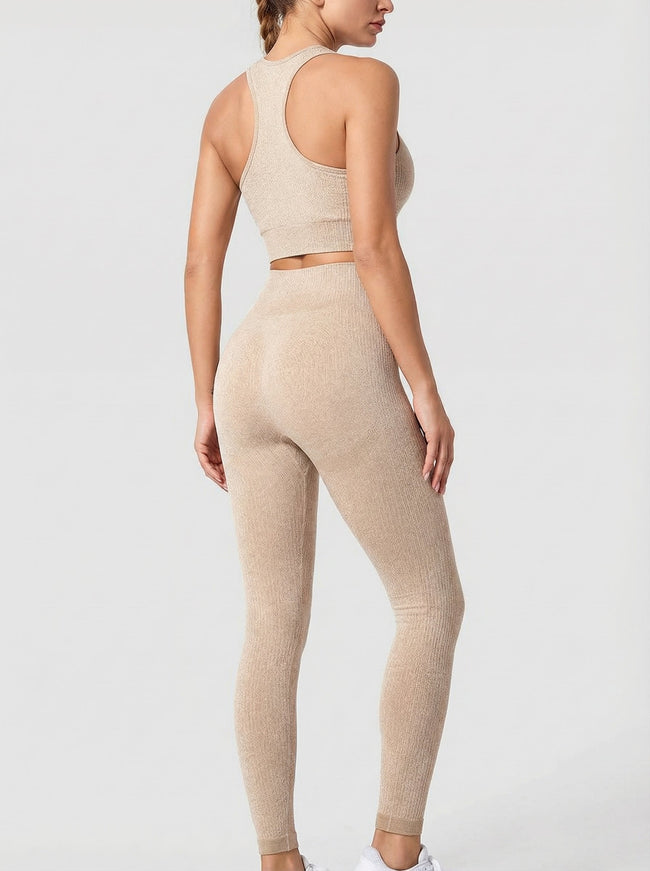 Leggings Sportivi a Costine Vita Alta da Donna per Yoga e Fitness Hover Image