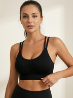 Brassière Sportiva Nera a Costine, Spalline Multiple Incrociate