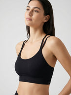 Brassière Sportiva Nera a Costine, Spalline Multiple Incrociate