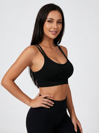 Brassière Sportiva Nera a Costine, Spalline Multiple Incrociate