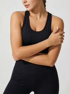 Brassière Sportiva Nera a Costine, Spalline Multiple Incrociate