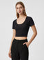 Top Corto a Costine Maniche Corte Scollo Rotondo