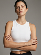 Canotta Crop Top Donna a Costine Elasticizzata - Modello Versatile