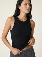 Canotta Crop Top Donna a Costine Elasticizzata - Modello Versatile