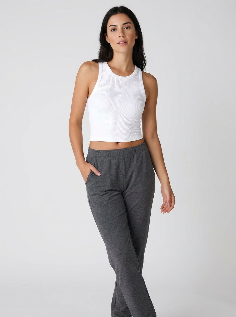Canotta Crop Top Donna a Costine Elasticizzata - Modello Versatile