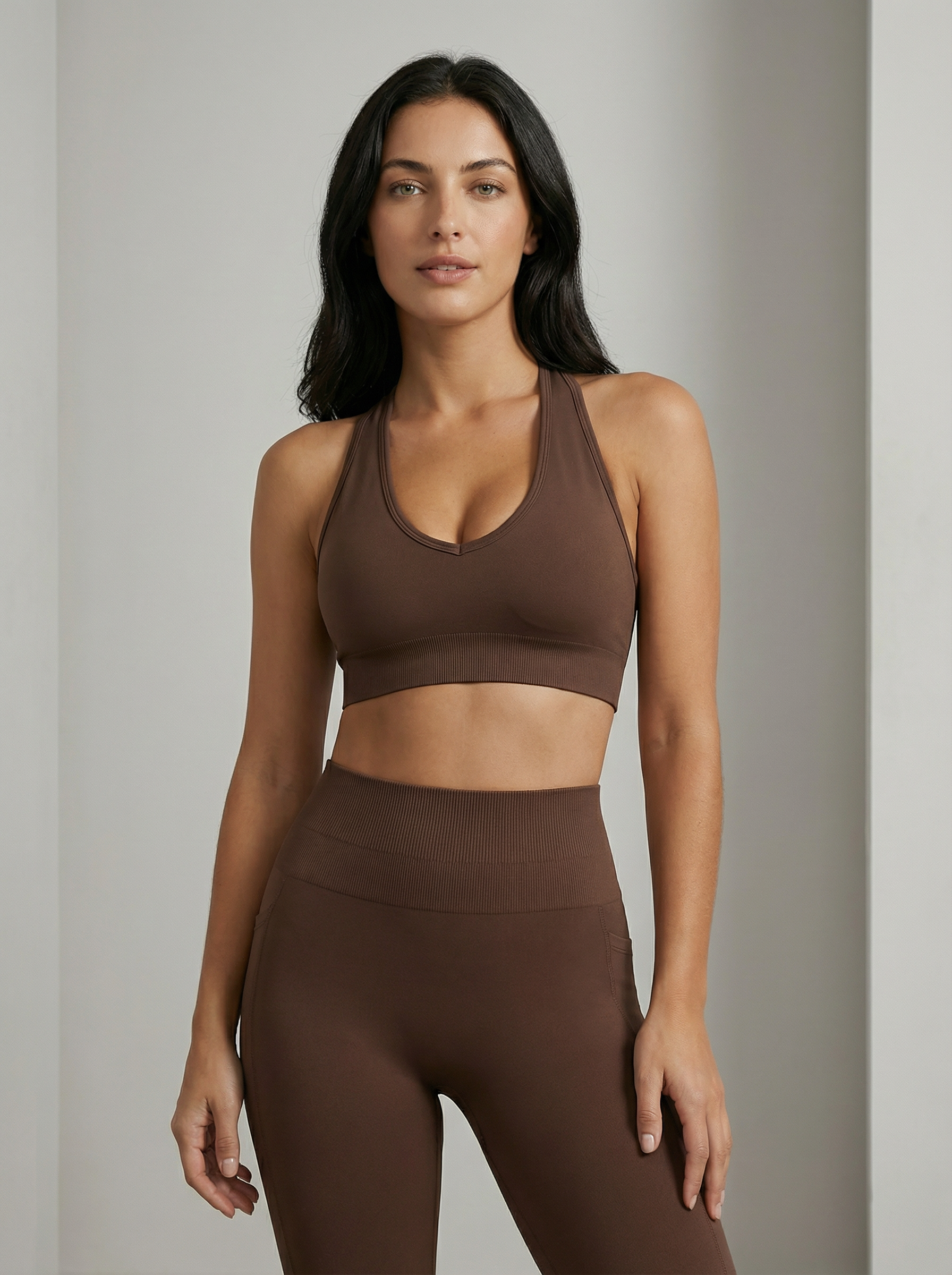 Top Sportivo Seamless con Scollo a V per Yoga e Fitness
