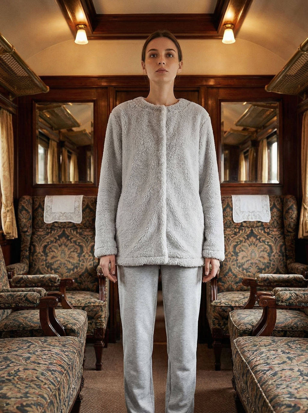 Felpa Oversize Calda e Morbida in Pile Corallo con Tasca