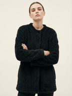 Felpa Oversize Calda e Morbida in Pile Corallo con Tasca