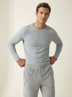 Pantaloni Uomo Homewear in Pile Corallo Morbido con Polsini