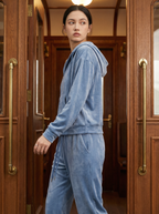 Tuta Sportiva Completa in Velluto Felpato con Cappuccio Donna