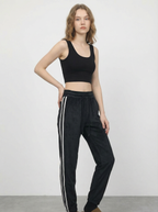 Pantaloni Jogger Sportivi in Velluto con Coulisse e Bande