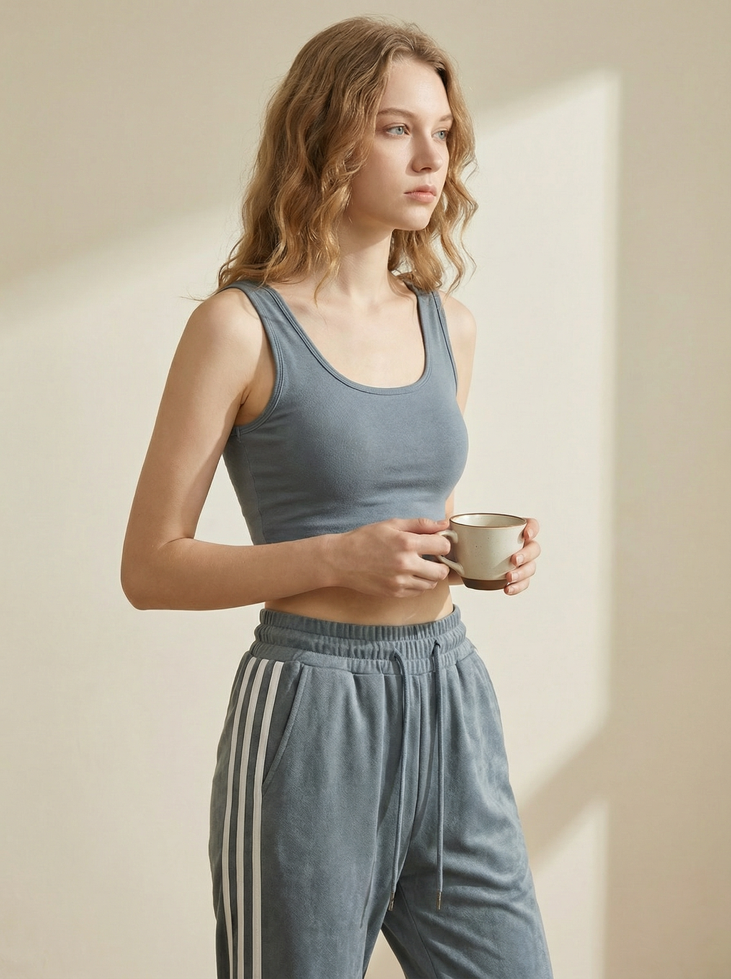 Pantaloni Jogger Sportivi in Velluto con Coulisse e Bande