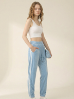 Pantaloni Jogger Sportivi in Velluto con Coulisse e Bande