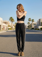 Pantaloni Jogger Sportivi in Velluto con Coulisse e Bande