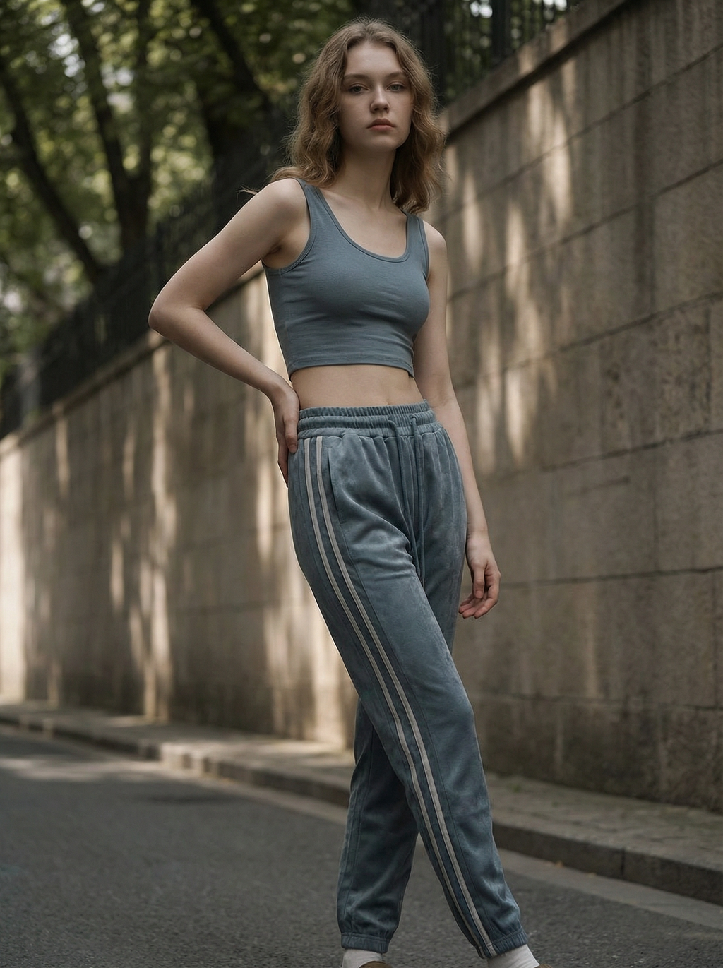 Pantaloni Jogger Sportivi in Velluto con Coulisse e Bande