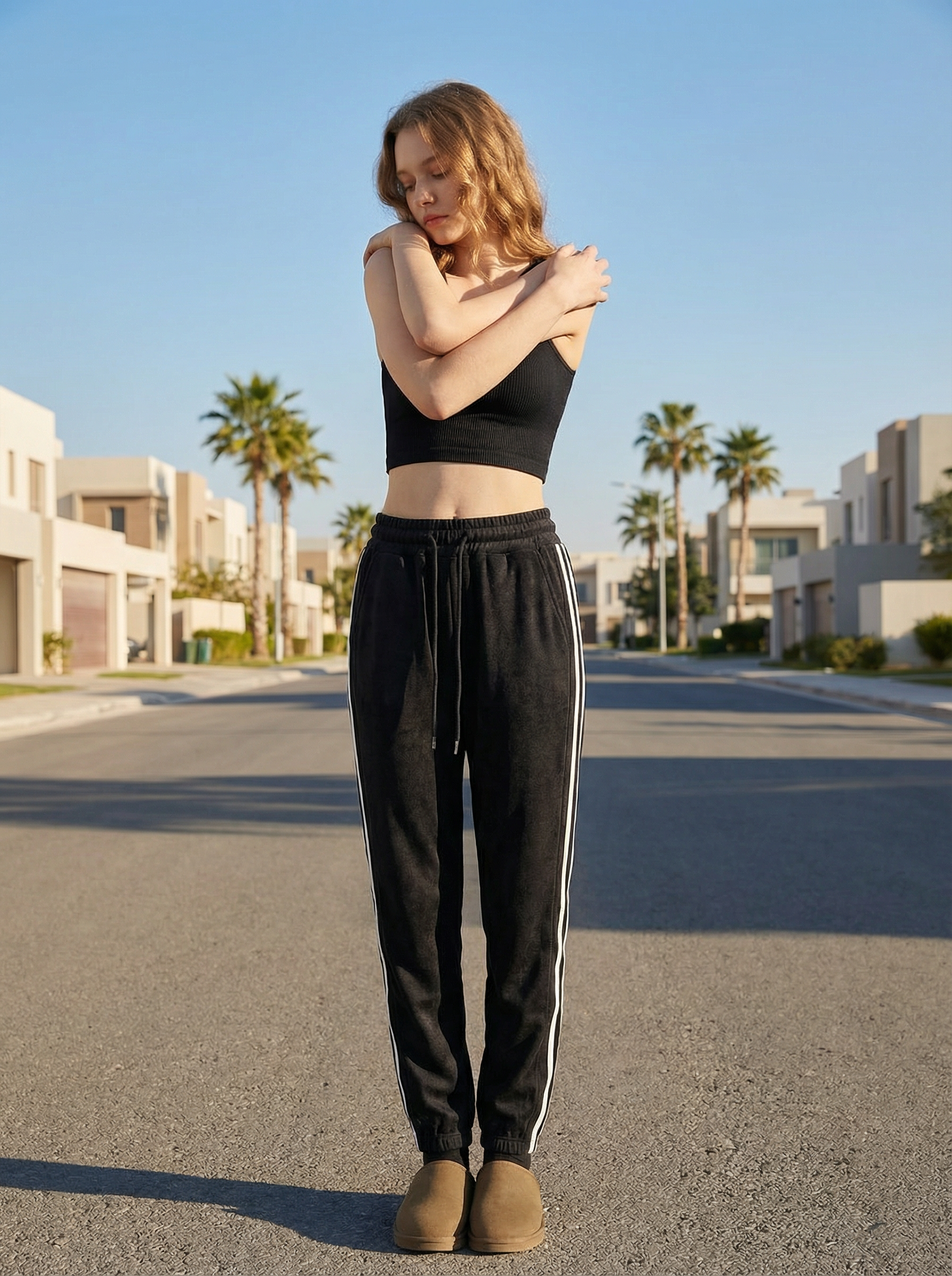 Pantaloni Jogger Sportivi in Velluto con Coulisse e Bande