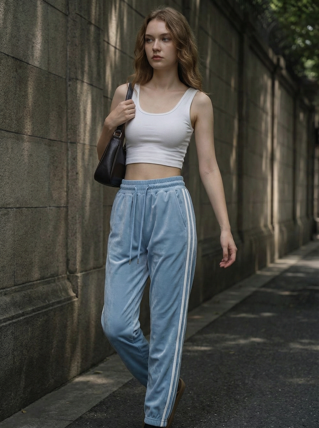 Pantaloni Jogger Sportivi in Velluto con Coulisse e Bande