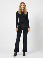 Pantaloni a Zampa Slim Fit Neri in Velluto Elasticizzato