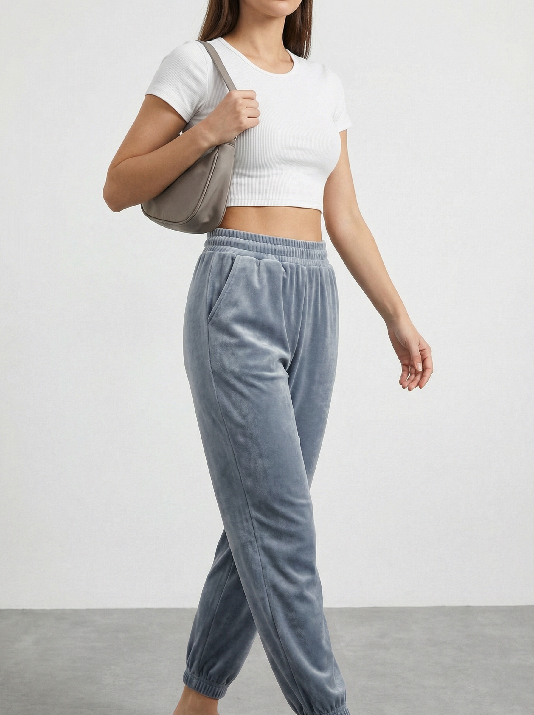 Joggers Donna in Velluto Morbido Elasticizzato Taglie Forti