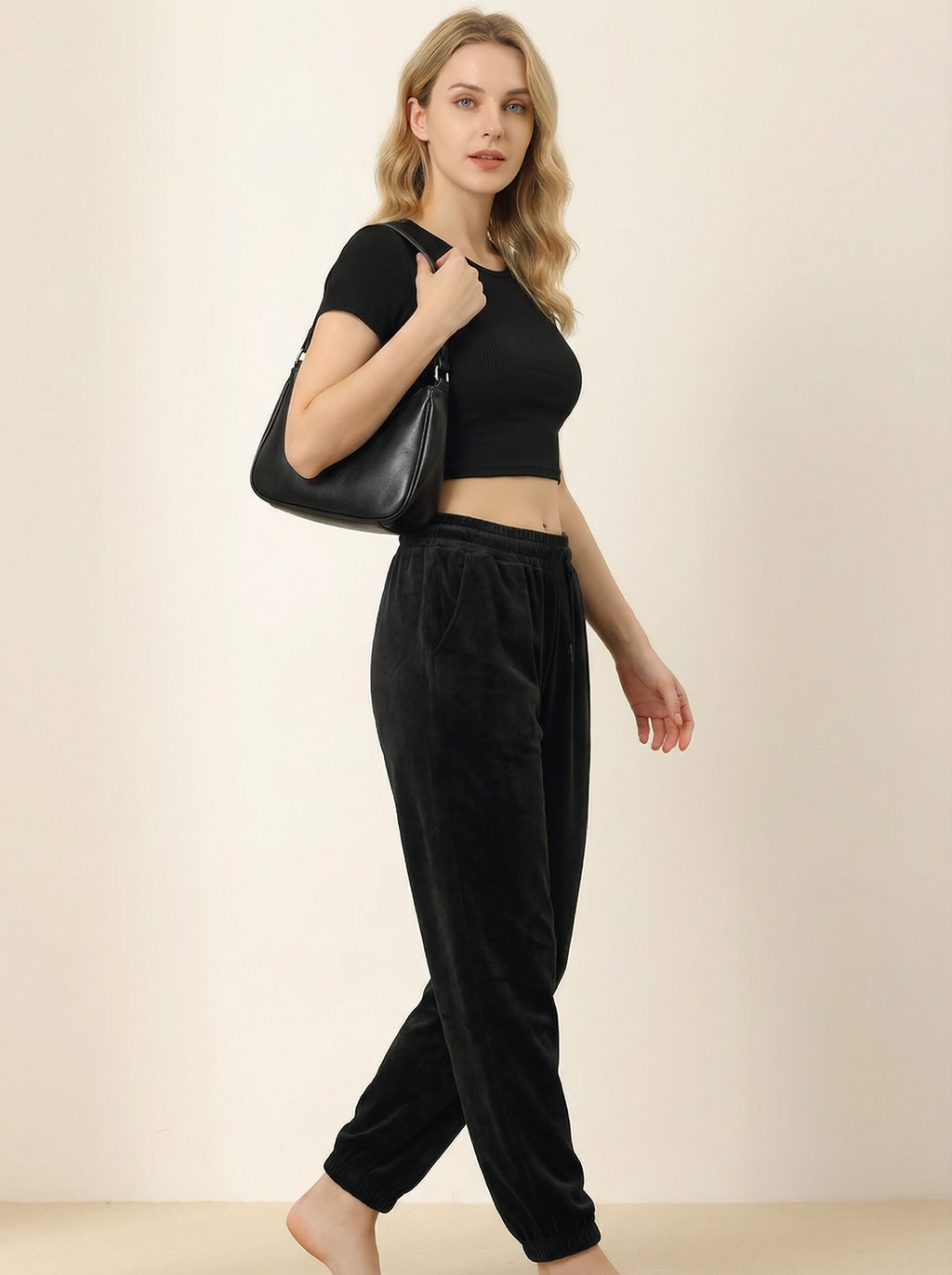 Joggers Donna in Velluto Morbido Elasticizzato Taglie Forti