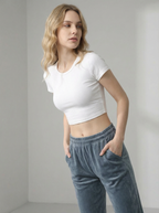 Joggers Donna in Velluto Morbido Elasticizzato Taglie Forti