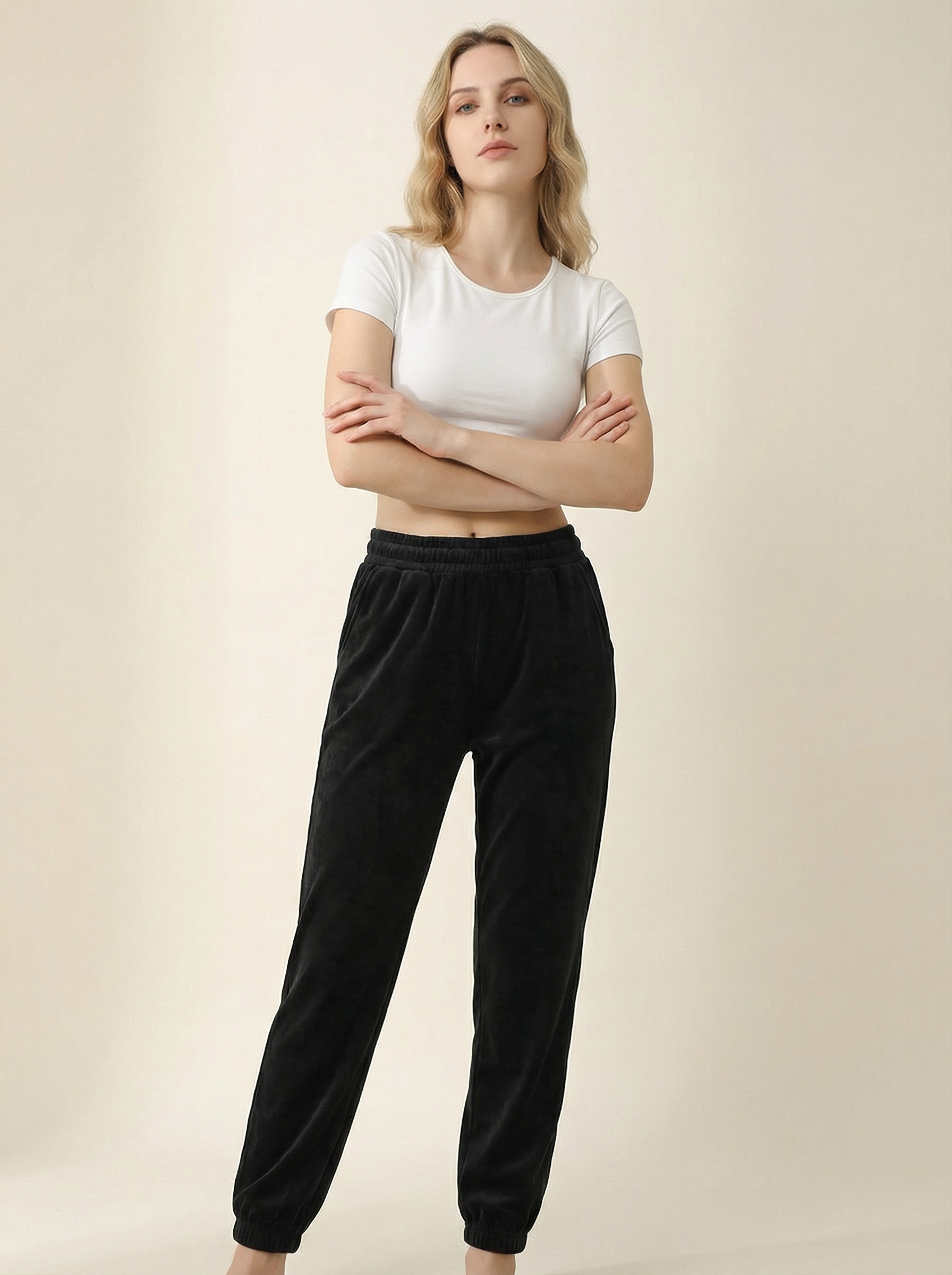 Joggers Donna in Velluto Morbido Elasticizzato Taglie Forti