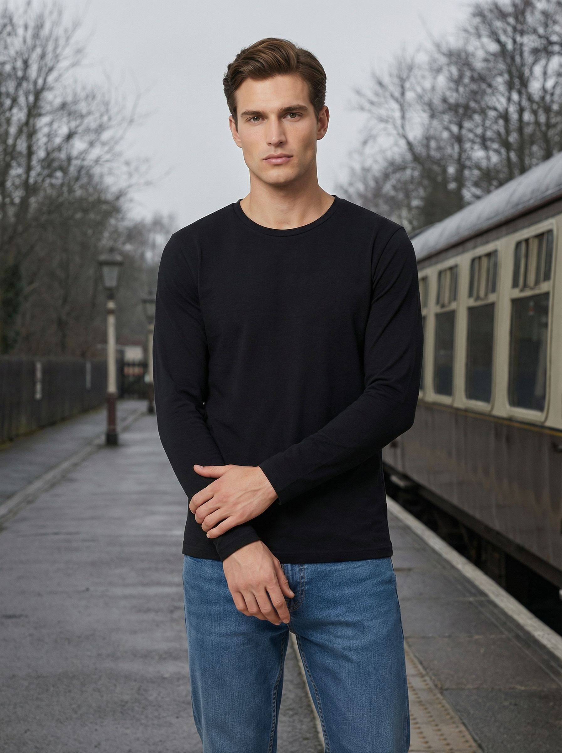 Maglia Termica Uomo Girocollo Nera Manica Lunga