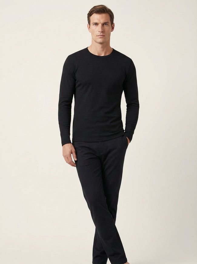 Maglia Termica Uomo Girocollo Nera Manica Lunga Hover Image