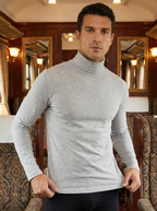 Maglia Dolcevita Uomo Nera a Maniche Lunghe Calda e Morbida