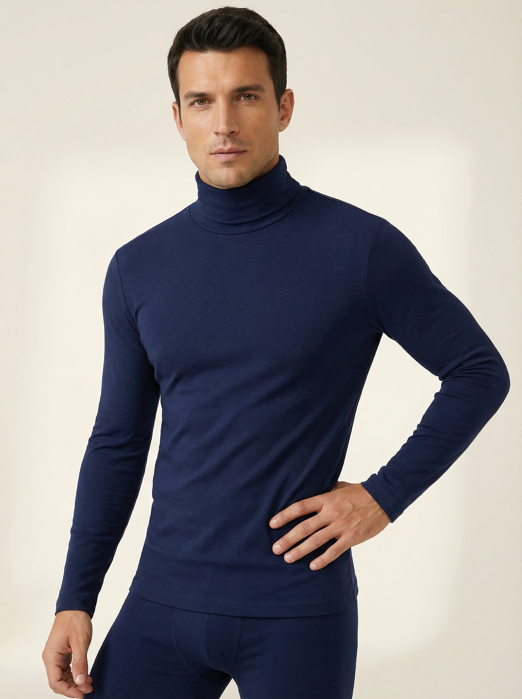 Maglia Dolcevita Uomo Nera a Maniche Lunghe Calda e Morbida