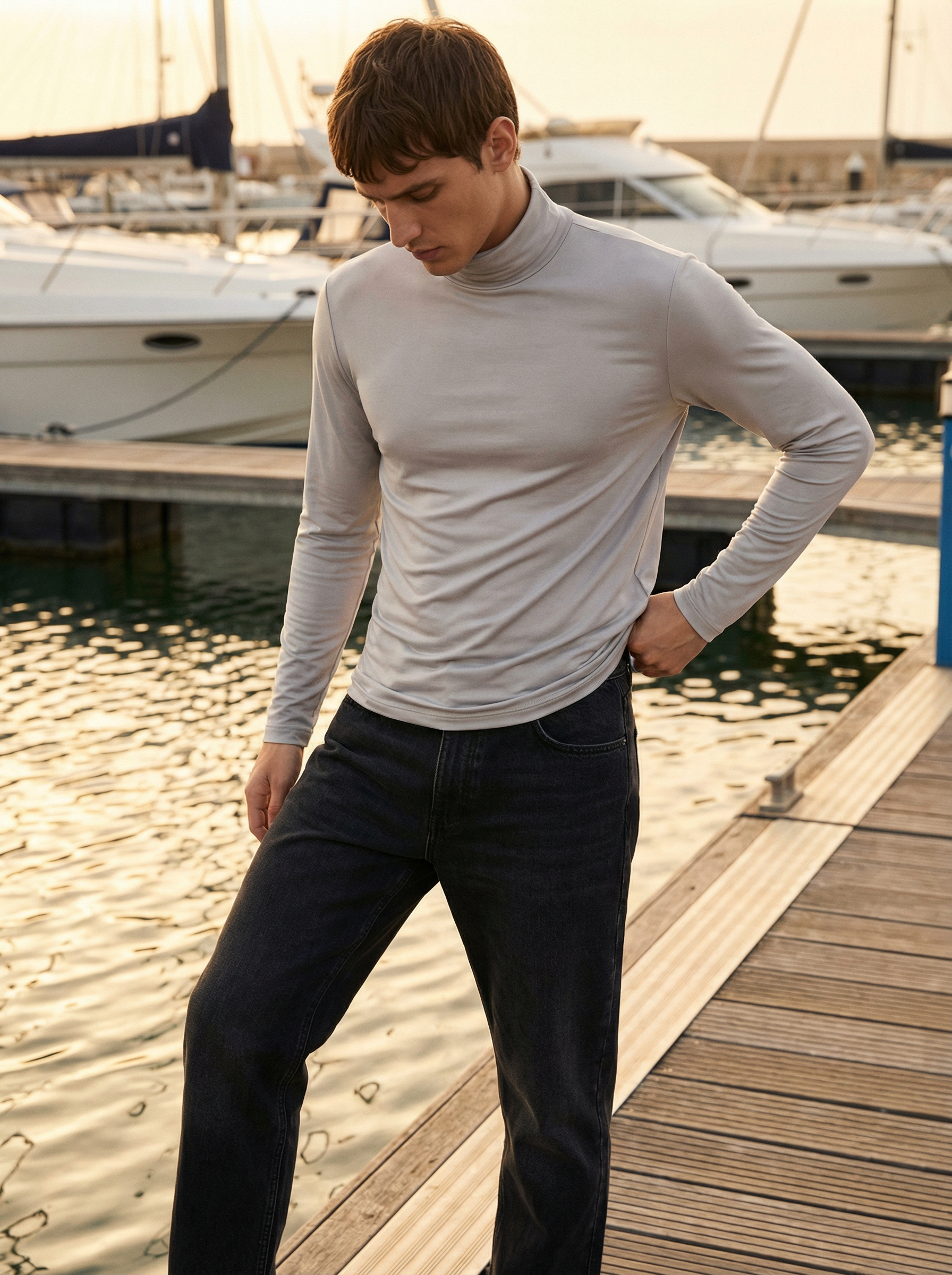 Maglia Dolcevita Uomo Nera a Maniche Lunghe Calda e Morbida