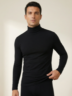 Maglia Dolcevita Uomo Nera a Maniche Lunghe Calda e Morbida