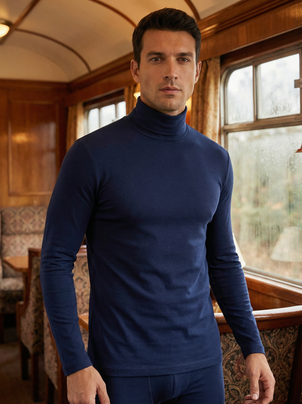 Maglia Dolcevita Uomo Nera a Maniche Lunghe Calda e Morbida