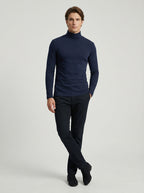 Maglia Dolcevita Uomo Nera a Maniche Lunghe Calda e Morbida