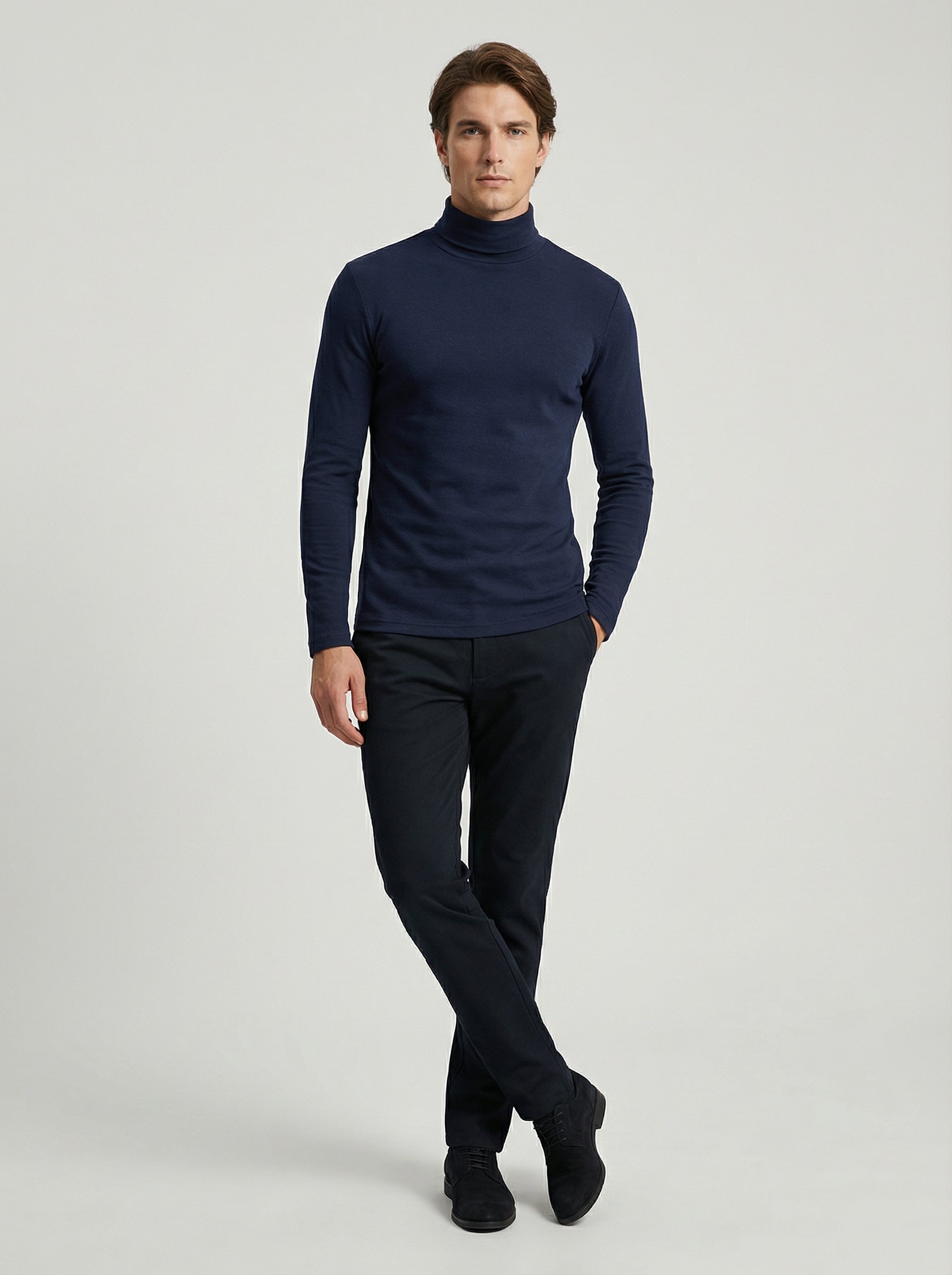 Maglia Dolcevita Uomo Nera a Maniche Lunghe Calda e Morbida