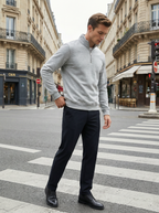 Felpa Uomo con Collo Alto e Mezza Zip