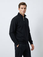 Felpa Uomo con Collo Alto e Mezza Zip