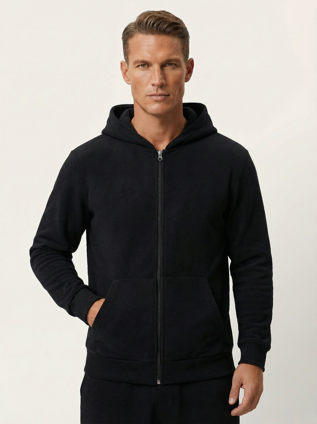 Felpa Uomo Full Zip con Cappuccio in Morbido Tessuto