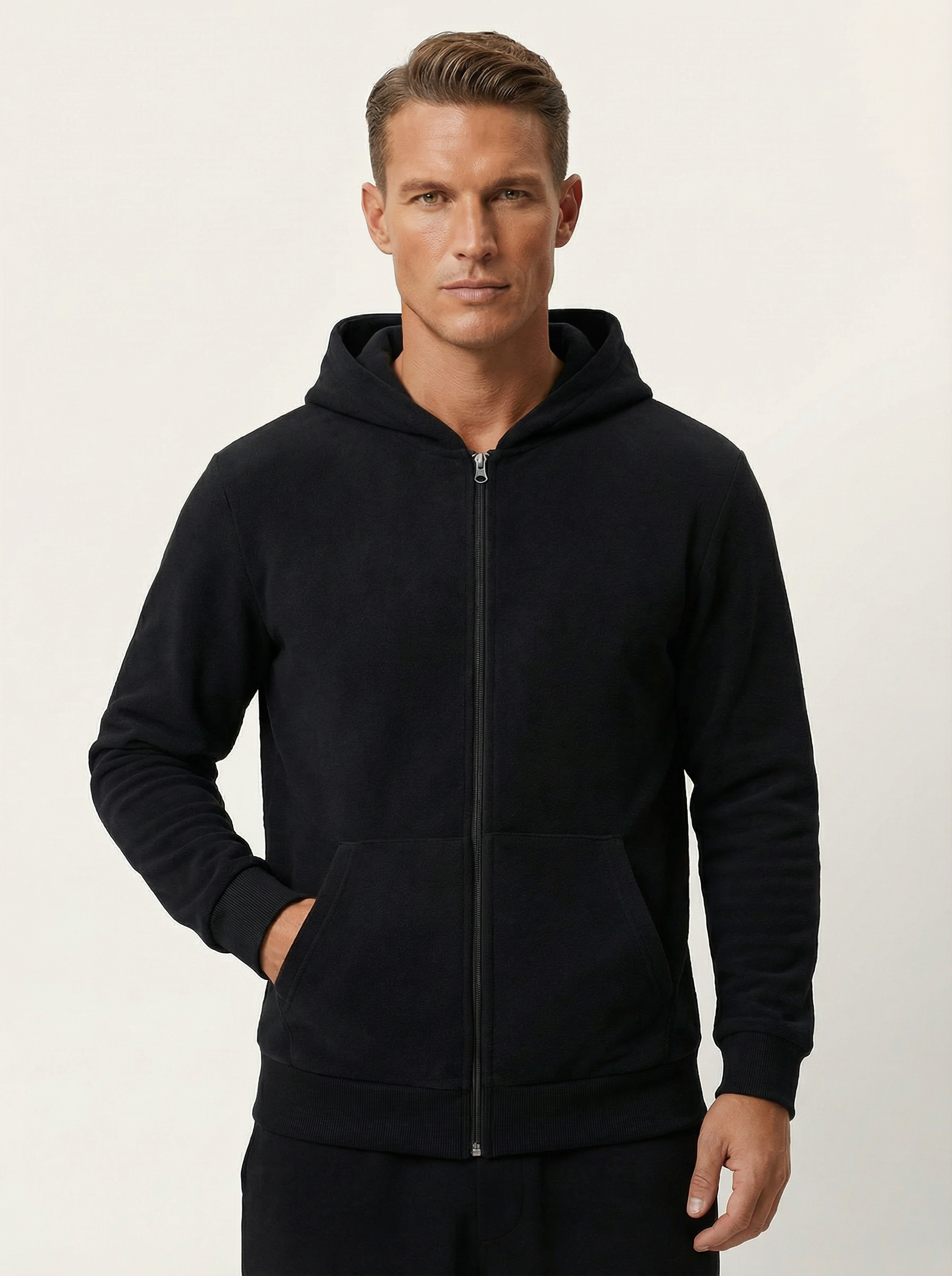 Felpa Uomo Full Zip con Cappuccio in Morbido Tessuto