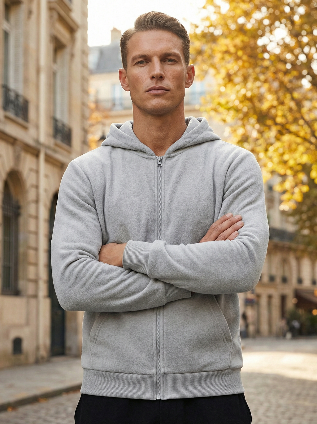 Felpa Uomo Full Zip con Cappuccio in Morbido Tessuto