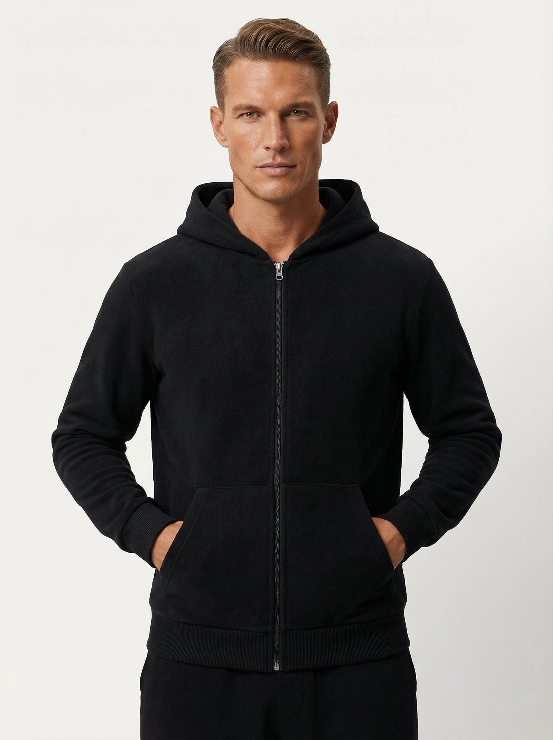 Felpa Uomo Full Zip con Cappuccio in Morbido Tessuto