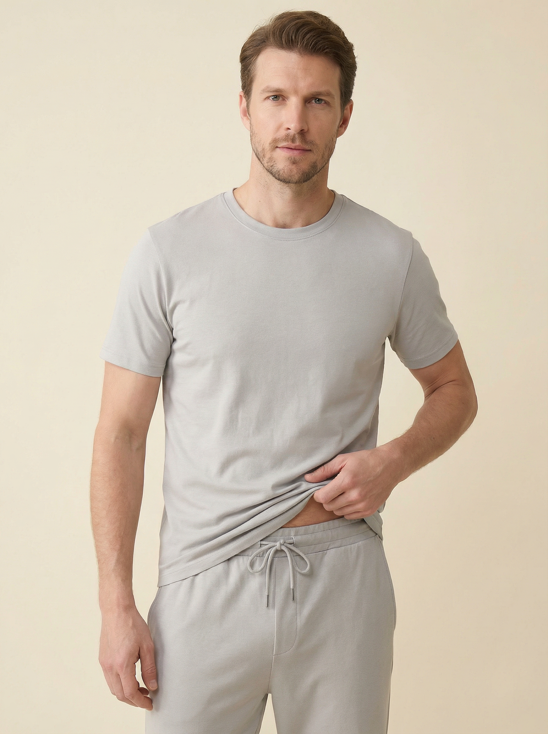 Pantalone Lungo Uomo Casual Morbido in Poliestere e Elastan