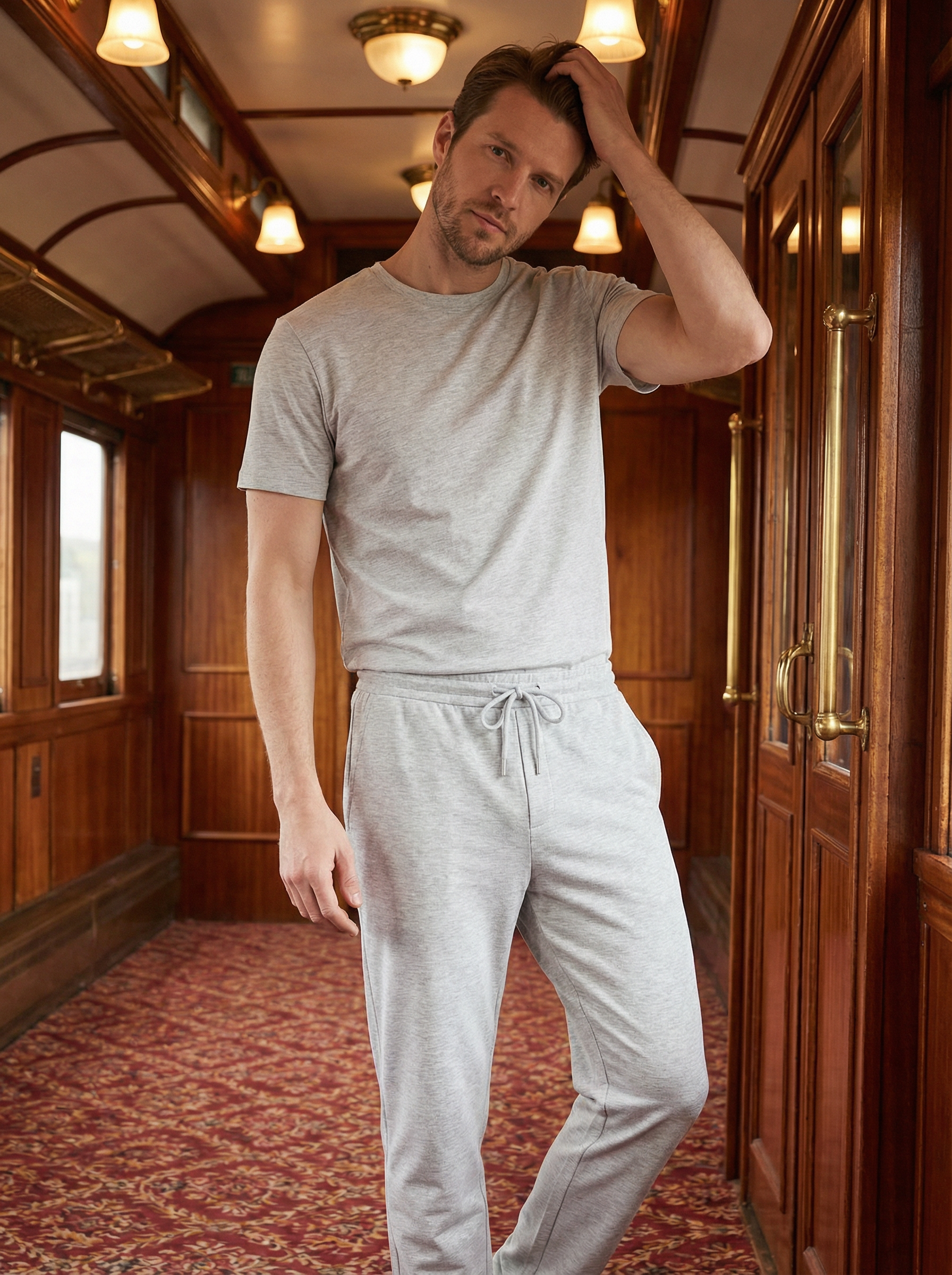 Pantalone Lungo Uomo Casual Morbido in Poliestere e Elastan