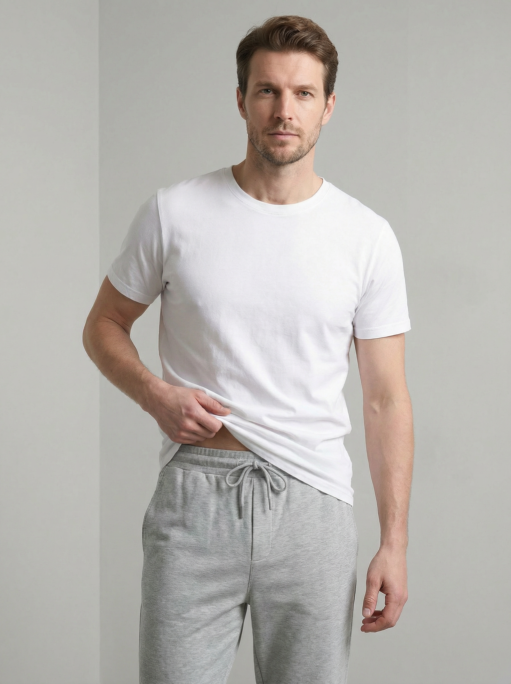 Pantalone Lungo Uomo Casual Morbido in Poliestere e Elastan