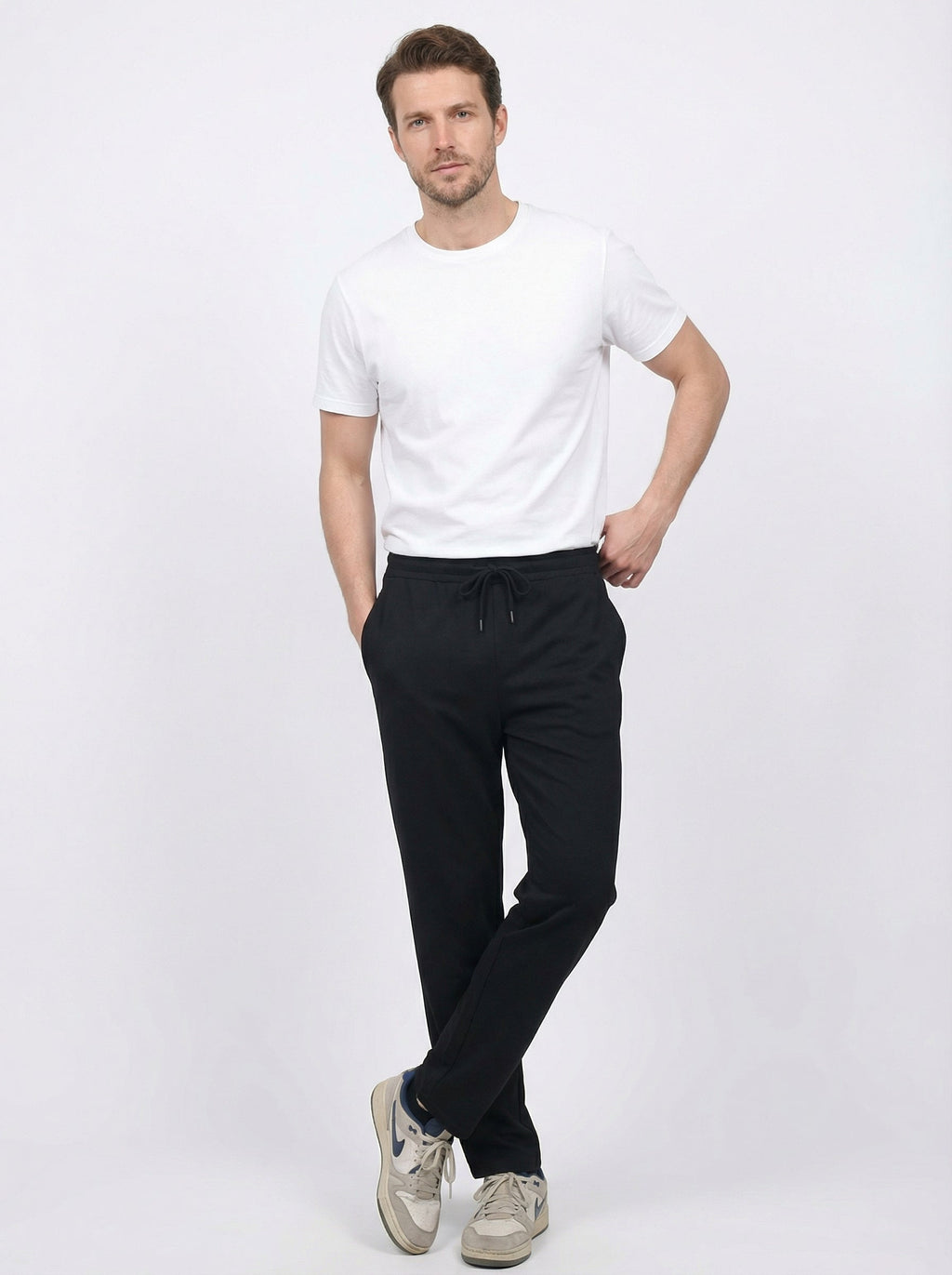 Pantalone Lungo Uomo Casual Morbido in Poliestere e Elastan